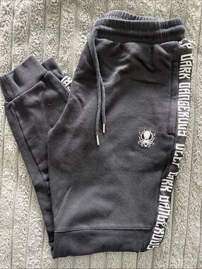 Dark Dangerous Black Logo Side-Tape Jogger Sweatpants